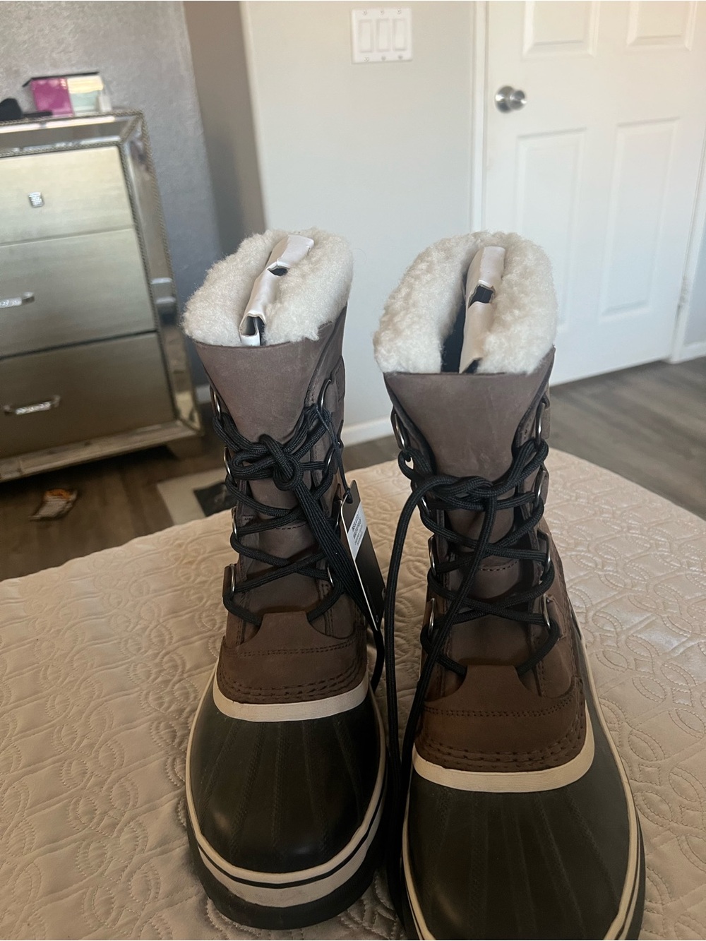 Women's Brown Insulated Winter Duck Boots - Faux Fur Lining